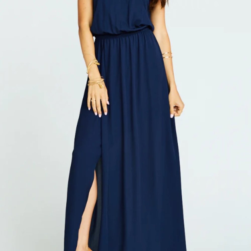 Kendall Maxi Dress (Show Me Your Mumu Bridesmaid Dress) - Rich Navy Crisp